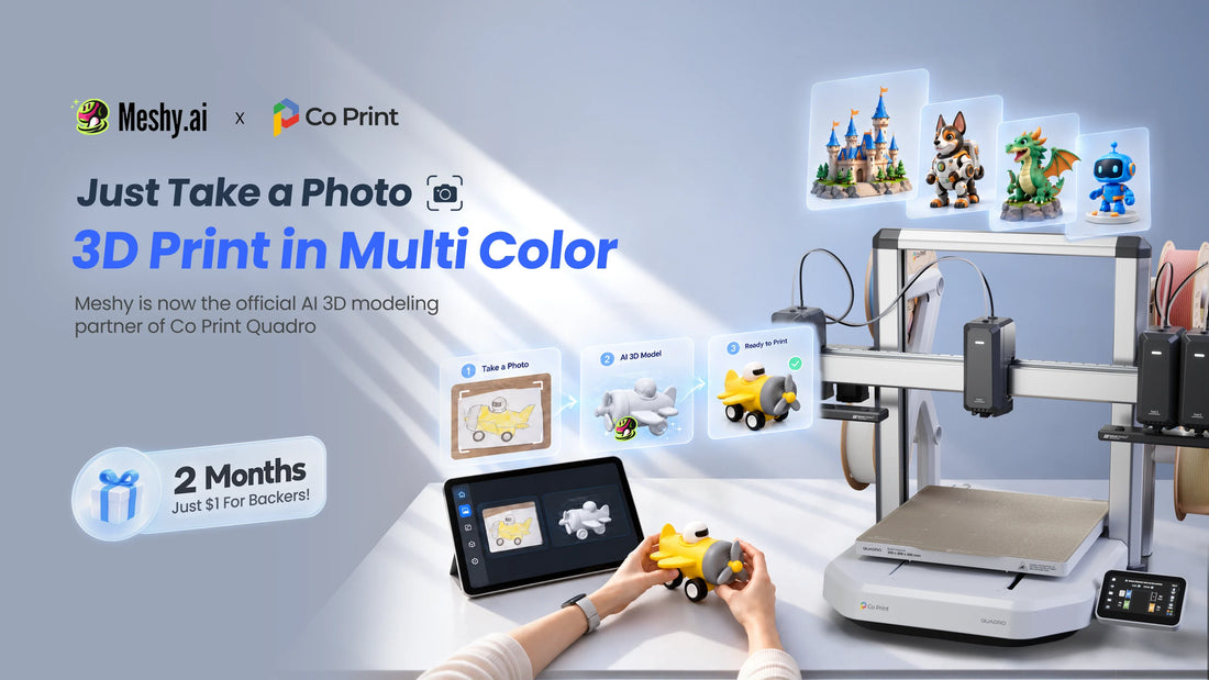 Co Print Quadro × Meshy.ai | From Drawing to 4-Color 3D Print with AI