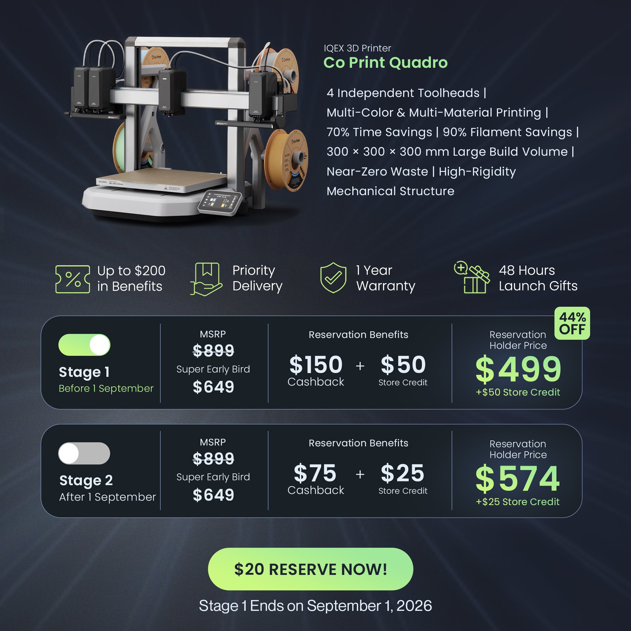 Co Print Quadro 3D Printer Reservation Ticket